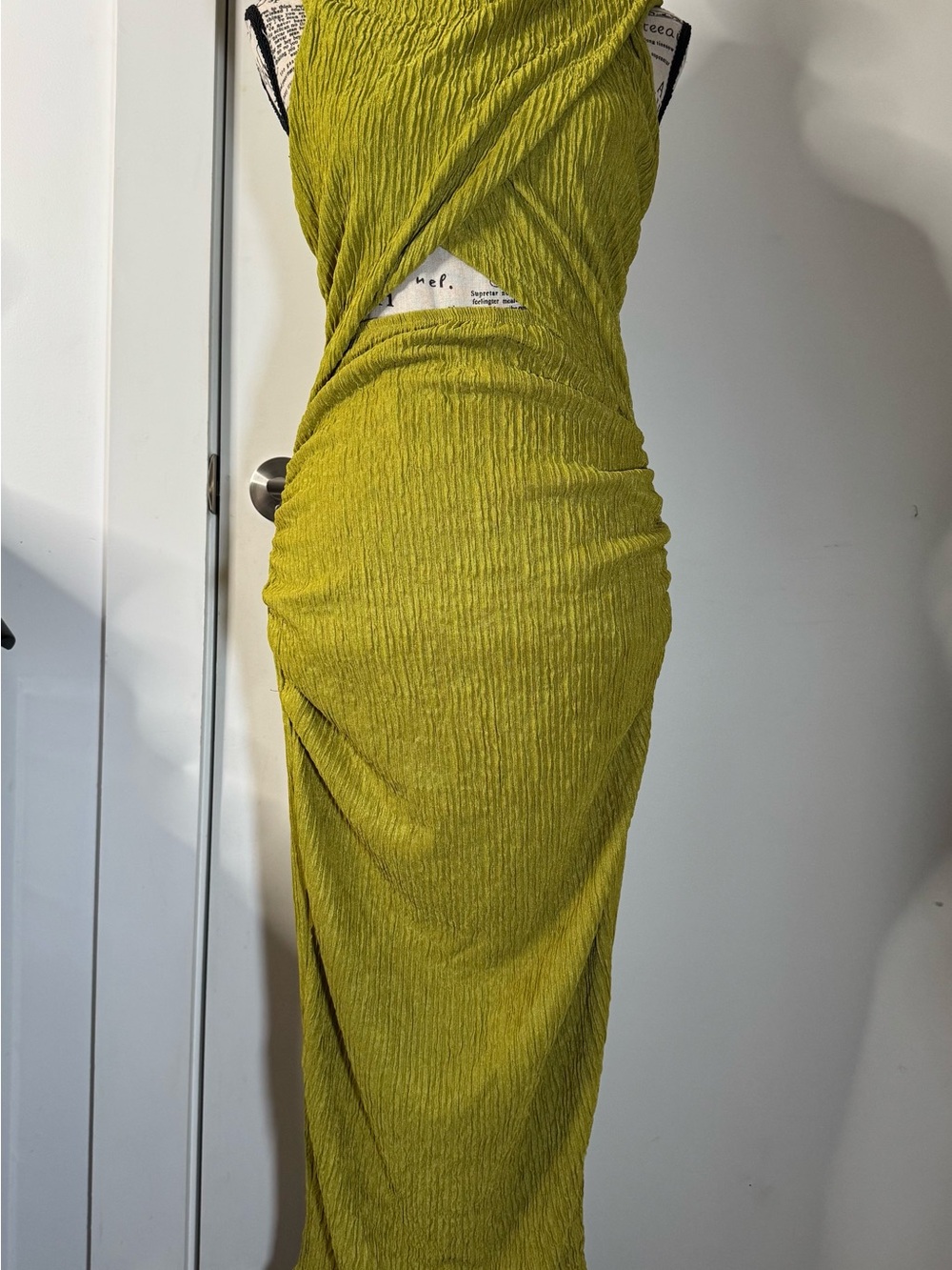 SHEIN Olive Green Ruched Maxi Dress